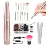 LIONVISON Electric Nail Files Portable Electric Nail Drill Bits 20000 RPM Adjustable Speed Professional Manicure Pedicure Set with 11 Drill Bits
