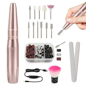 LIONVISON Electric Nail Files Portable Electric Nail Drill Bits 20000 RPM Adjustable Speed Professional Manicure Pedicure Set with 11 Drill Bits