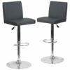 Flash Furniture Avery 2 Pack Contemporary White Vinyl Adjustable Height Barstool with Panel Back and Chrome Base
