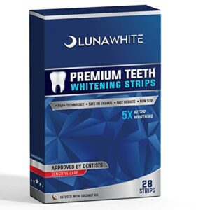 LUNAWHITE Premium Teeth Whitening Strips  28 Non Sensitive Whitening Strips  New Whitening Formula  14 Harmful Free Whitening Sessions  Professio