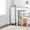 mDesign Chest of Drawers – Tall Chest of Drawers with 4 Drawers for Clothes, Accessories, Cosmetics – Bedroom Storage Unit – Cream/White