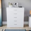 Vida Designs White Chest of Drawers, 5 Drawer With Metal Handles and Runners, Unique Anti-Bowing Drawer Support, Riano Bedroom Furniture