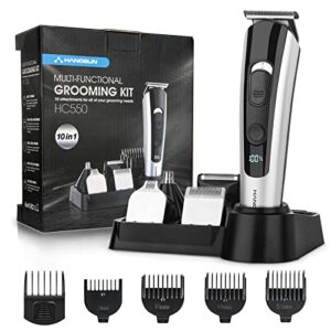 Hangsun Beard Trimmer Men Hair Clippers Cordless Grooming Kit HC550 For Mustache Head Body Face and Nose Hair USB Rechargeable 10in1 Hair Trimmer