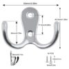 6 PCS Double Prong Robe Hooks Dual Coat Hooks Door Hooks with 16 PCS Screws Chrome Wall Mounted Hooks for Hanging Hat Tie Clothes Towel Metal Ret