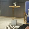 EYHLKM Marble Small Coffee Table Living Room Sofa Side Modern Wrought Iron Golden Small Round Table Color  Goldblack