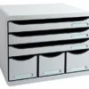 Exacompta - Ref 306740D - Store-Box Office Plus - 6 Drawer Set - 270 x 355 x 271mm in Size, 3 A4+ Drawers + 3 Accessory Drawers, Stackable, Open