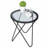 WALNUTA Small Coffee TableIndustrial Side Table End Telephone Table with Mesh Shelves for Office Hallway or Living Room Wood Look Accent Furnitur