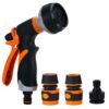FINFEVER Garden Hose Spray Gun High Pressure Spray Nozzle 8 Adjustable Patterns Hose Pipe Spray Gun with Quick Connect Adapters Faucet Connectors