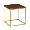 ASPECT Regis Side End Table/Nightstand (Walnut/Gold, 45x45x46(H) cm), Metal
