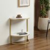 YAYADUStorage Basket Small Side Table Semicircle Metal End Table Coffee Table Bedside Table For Small Spaces Living Room Balcony Bedroom Color  G