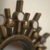 HomeZone Metallic Sunburst Round Wall Mirrors with Distressed Bronze Effect Modern, Lightweight Medieval Gold Steel Aztec Wall Mounted Mirror Set