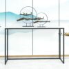 JTSGHRZ Console table Ironwork Console Table Modern Marble Narrow Desk Sofa Side Table Display Accent Table for Living Room Bedroom