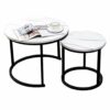 Table FEI Set of 2 Round Nesting Iron Marble Gold Frame Side End Coffee for Living Room Color  C