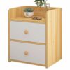 NYKCPJMW White Bedside Cabinet Nightstand Bedside Table with 2 Drawers  Cupboard Wood Side End Table Storage Unit for Living Room Bedroom Dorm Ro