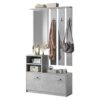 Julie Hall Tree with Shoe Cabinet Wall Panel Shelf  Mirror Matte Sonoma Oak