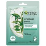 Garnier Moisture Bomb Green Tea and Hyaluronic Acid Sheet Mask Hydrating  Rebalancing Face Mask For Sensitive Skin Biodegradable and Vegan Tissue