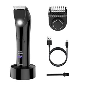 Hatteker Professional Electric Groin Hair Trimmer BelowTheBelt Trimmer Pubic Hair Ball Shaver Body Groomer for Men Male Hygiene Razor IPX7 Waterp