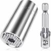MIMIVIVA Universal Socket Wrench Set (7-19 mm),Suitable for Standard 1/4'' - 3/4'',with Multi-Function Power Drill Adapter, Universal Socket Set,