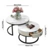 NATUOFurniture Modern Nesting Side Table Set with Marble Top and Metal Frame Sofa Side Nest of Tables for Living Room Office Balcony