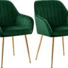 CHUN YI Adjustable height for Durable Chrome Stool Legs Armrests to lean on Ergonomic Design with High Density Foam Cushions Dining Chairs(2,Gree