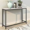 MUYUANSU Tall Sofa Side Tables Compact Console Table Modern Entryway Table with Wooden Top Iron StandHallway Table for Living Room DecorSize106