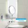 Miusco Wall Mounted Makeup Mirror, Premium 7X Magnifying 8'' Two-Sided Bathroom Vanity Mirror, Extendable Arm, Round, Chrome