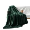 Exclusivo Mezcla Fuzzy Fleece Throw Blanket, 127x178 CM Sofa Throws, Soft Flannel Throws for Sofa, Forest Green Blanket