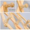 YUEMING 2Pcs Expandable Wood Wall Rack Folding Hanger 10 Pegs Wooden Hook Wall Mounted Expanding Storage Rack, Wall-Mounted Coat Rack Retractable
