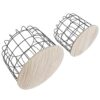 LXXSH 2pcs Living Room Storage Side Table Set Coffee Table with Metal Basket and Wood Tabletop Color  Picture color Size  One size