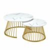 Round Coffee Table Marble Nest Table Nordic Fashion Living Room Round Sofa Side Table Office Coffee Table Space Saving Leisure Table Color  White