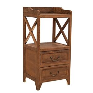 Nightstand End or Accent Table Nightstand with 2 Drawers  2 Countertops Wood Bedside Tables Practical Metal Handle Modern Style Furniture for Bed