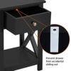 MHUI Bedside Table Night Stand with Storage Compartment Wood Stackable Side End Table with Metal Legs for Bedroom Living Room