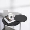 LQ Desk Nordic 2 Tier Storage Sofa Side Table Modern Living Room Small Round Coffee Table Metal Bedside Table Coffee Table