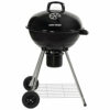George Foreman Portable Charcoal BBQ Round Kettle 47 cm, Adjustable Vent, Integrated Thermometer, Charcoal Barbecue, Stand & 2 Wheels with Chrome