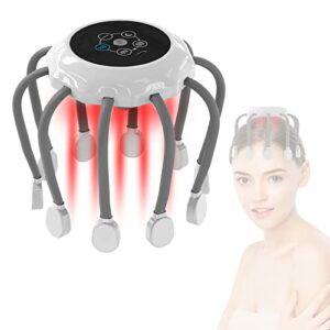 KTS Rechargeable Head Scalp Massager with 14 Vibrating Contacts 5 Modes Red Light Therapy Portable Octopus Head Scratcher for Relaxation Pressure