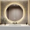 YOSHOOT Patterned 600mm Round Bathroom Mirror Wall Mounted Mirror with LED Light, Sleekest Illuminated Vanity Mirror, Anti-Fog Large Circle Makeu