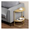 YAYADUStorage Basket Small Side Table Semicircle Metal End Table Coffee Table Bedside Table For Small Spaces Living Room Balcony Bedroom Color  G