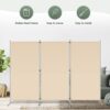 RANTILA 3 Panel Room Divider 6 Ft Tall Folding Privacy Screen Room Dividers Freestanding Room Partition Wall Dividers 102W x 20D x 71H Beige