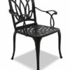 Homeology POSITANO Garden  Patio Table  2 Large Chairs with Armrests Cast Aluminium Bistro Set  Black