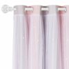 NICETOWN Blackout Curtains for Living Room  Large Window Covering with CutOut Stars Mix Net Curtains for Light Filter  Privacy Protected 2 Panels