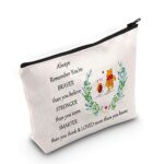 LEVLO Friendship Cosmetic Make up Bag Friend Gift Friendship You Are Braver Stronger Smarter Than You Think Makeup Zipper Pouch Bag For Women Gir