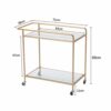 CSQingDesk 2tier Glass Coffee Table Rectangular Storage Cart Home Living Room Cafe Hotel Dining Car Home Sofa Side Table With WheelsSize71  38  6