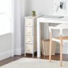 mDesign Chest of Drawers – Tall Chest of Drawers with 4 Drawers for Clothes, Accessories, Cosmetics – Bedroom Storage Unit – Cream/White
