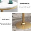 Bar Round Table Marble Highleg Table Bistro Cocktail Table with Golden Legs Sturdy Metal Frame Suitable for Living Room Coffee Shop Easy to Assem