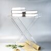 WANGLE Acrylic Folding Tray Table Transparent Portable Coffee Tea Table Modern Square End Table Rectangle Snack Tray Desk for Small Space Living