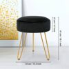 TOUCH-RICH Velvet Footrest Stool Ottoman Round/Square Modern Upholstered Vanity Footstool Side Table Seat Dressing Chair with Golden Metal Leg(Bl