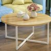 CJXin Living Room Coffee Table Wooden Stable Round Table Sofa Side Table The Mall Corridor Negotiating Table Single Layer Coffee Table Save Space