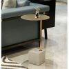 EYHLKM Marble Small Coffee Table Living Room Sofa Side Modern Wrought Iron Golden Small Round Table Color  Goldblack