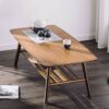 HZF Square Coffee Table Living Room Small Apartment Modern Solid Wood Tea Table Low Table Simple Bamboo End Table Storage Tea TableColorWalnutSiz