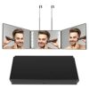 Rechargeable 360 Mirror with LED Lights, 3 Way Three Sided Wavy Full Length Barber Mirror for Self Cut Hair with Height Adjustable Telescoping Ho